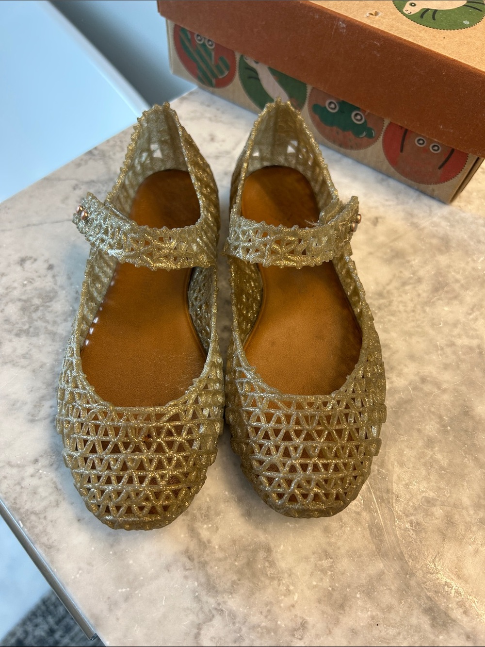 Mini Melissa Gold Glitter Mary Jane Sandals for Kids